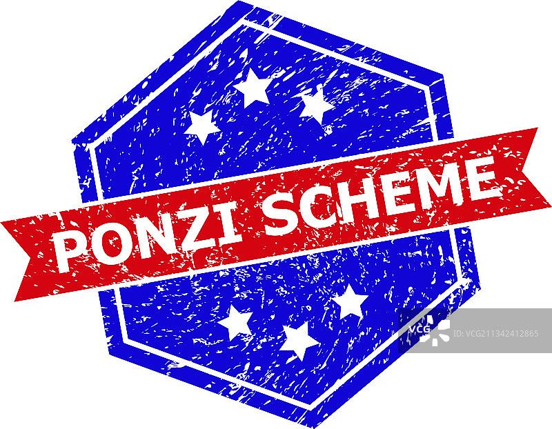 六边形双色庞氏骗局印章图片素材