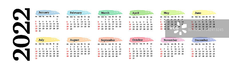 横版2022年白色背景日历图片素材