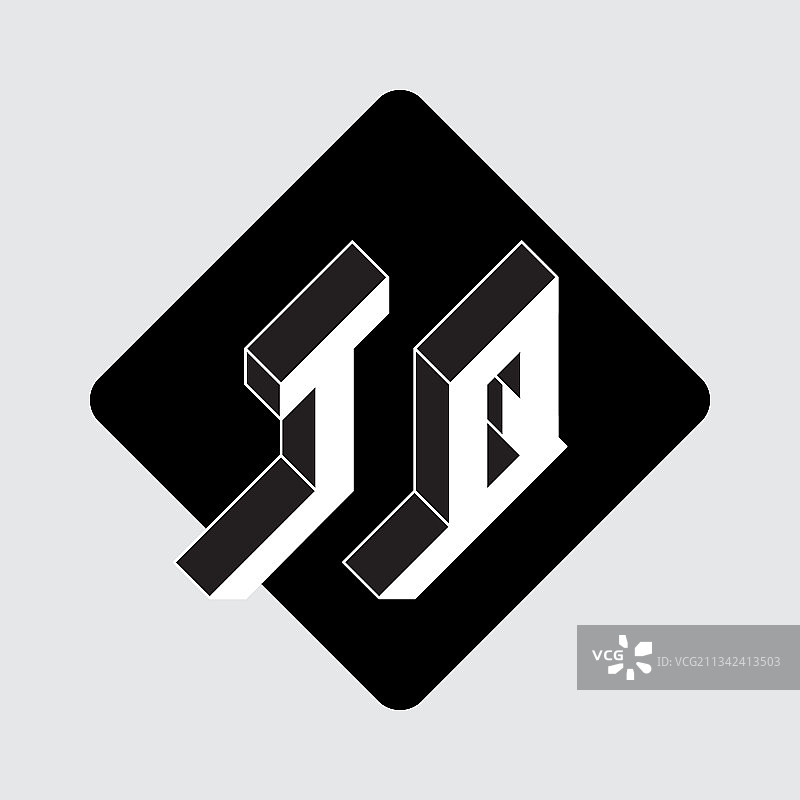 字母T和Q - 等距3D字体组合标志图片素材