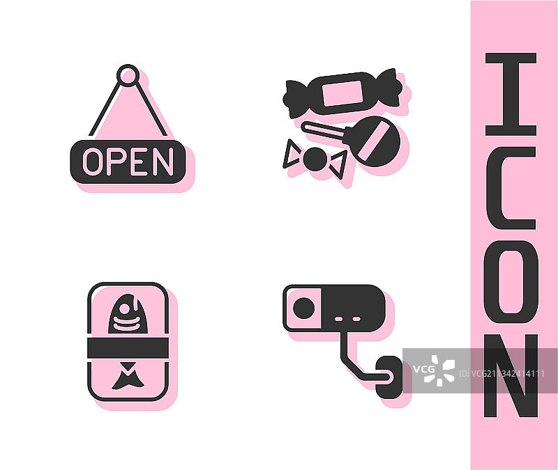 带开放鱼标志的监控摄像头搜索系列图片素材