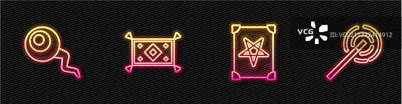 魔法书、眼睛和魔毯图片素材