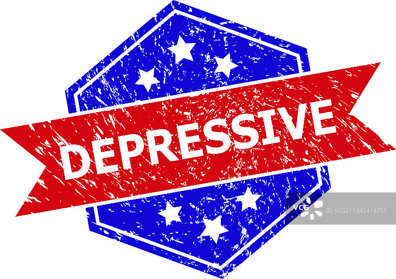 六边形双色压抑风格印章图片素材