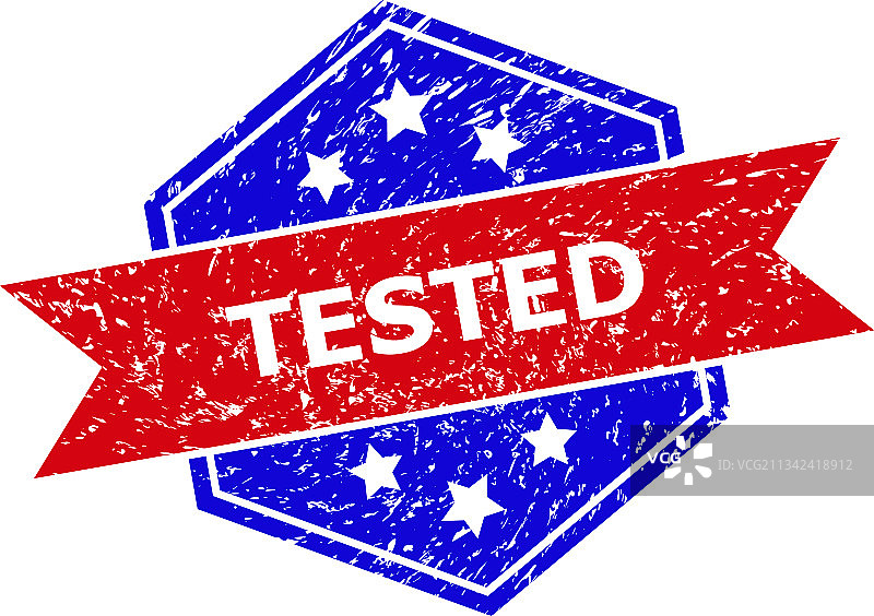 六边形双色测试印章，带污渍效果图片素材