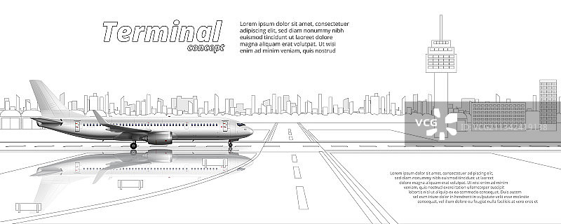 机场上的3D白色高细节飞机图片素材