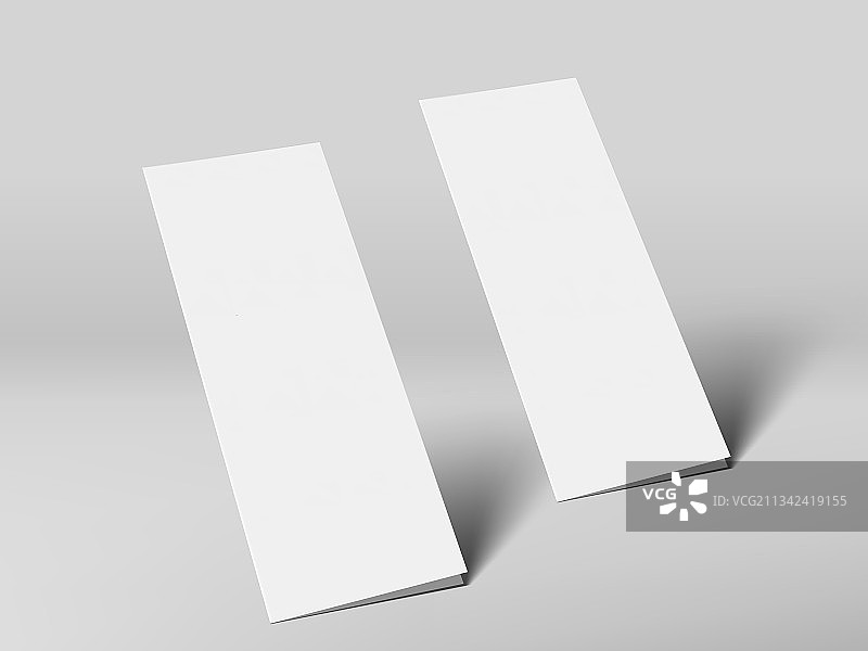 3D白色空白对折宣传册模板图片素材
