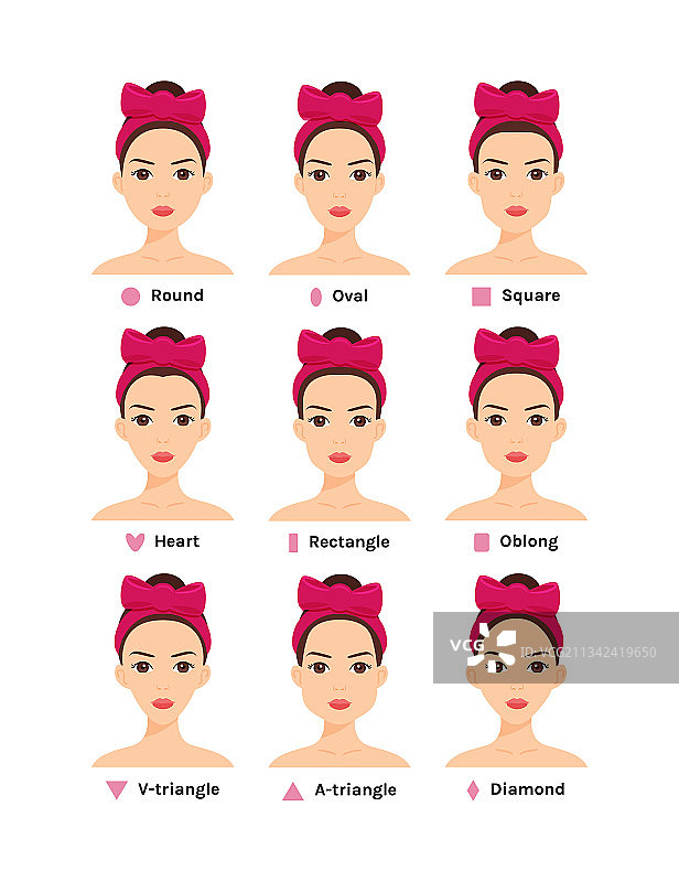 卡通美女面部合集图片素材