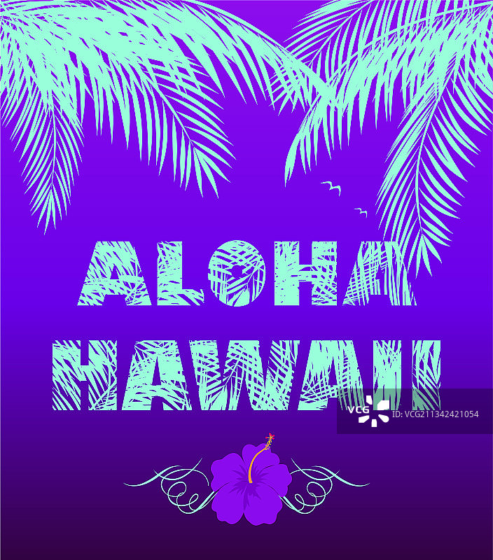 夏威夷风薄荷绿印花T恤图片素材