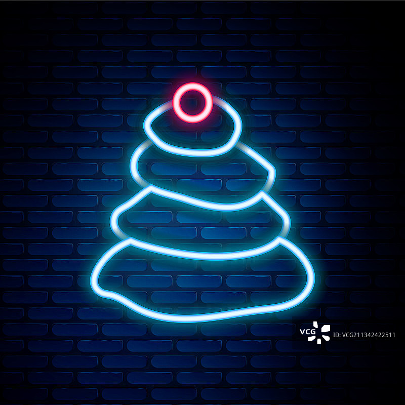 发光的霓虹灯热石堆叠图案图片素材