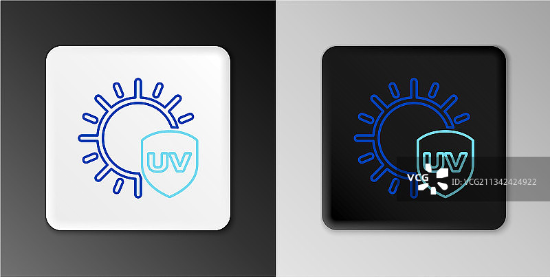 紫外线防护线性图标，灰色背景图片素材