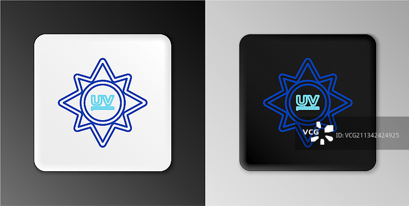 紫外线防护线性图标，灰色背景图片素材