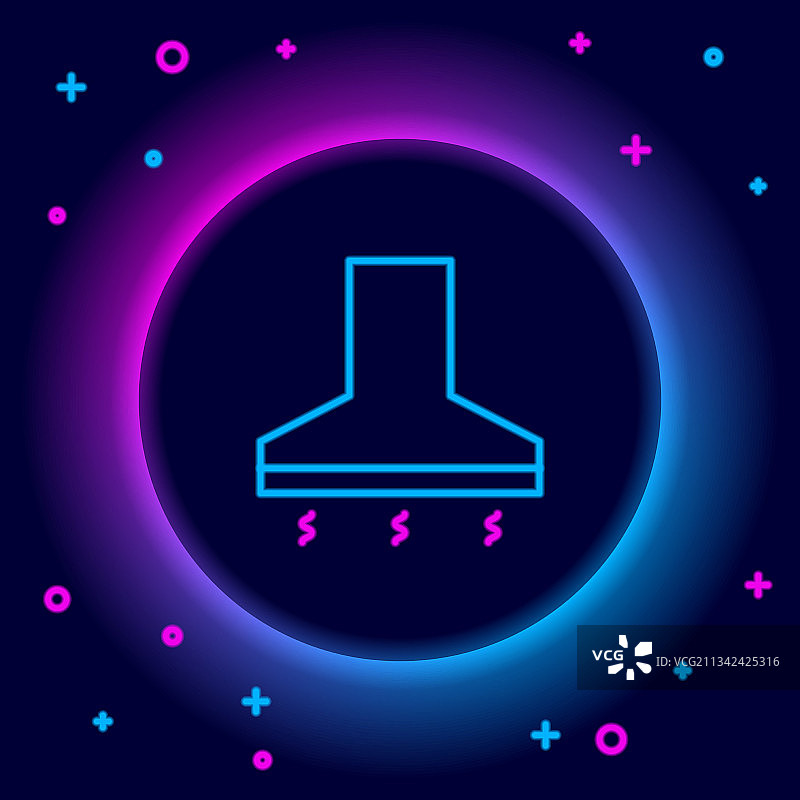发光的霓虹灯线厨房抽油烟机图标图片素材