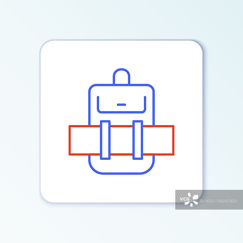 白色背景上的徒步背包线性图标图片素材