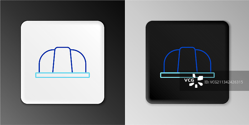 灰色背景上的工人安全帽线性图标图片素材