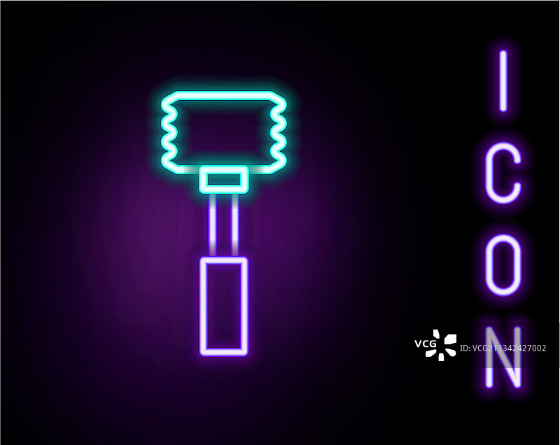 发光霓虹线厨房锤子图标图片素材