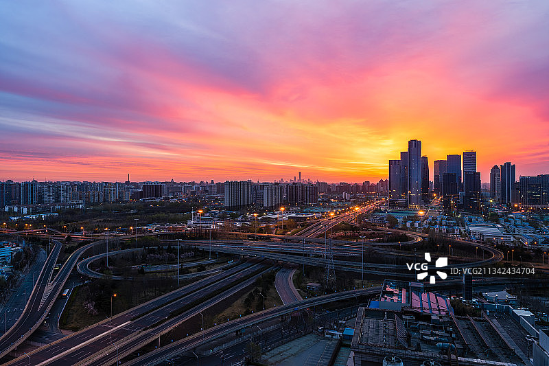 中国北京 丽泽朝霞图片素材