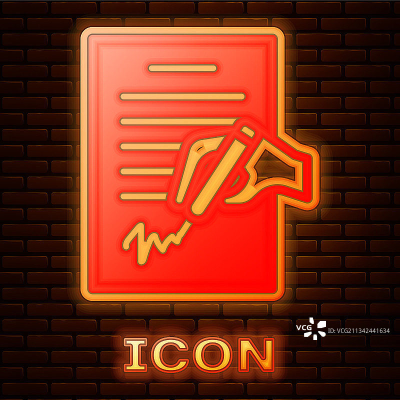 砖墙上发光的请愿书霓虹灯图标图片素材
