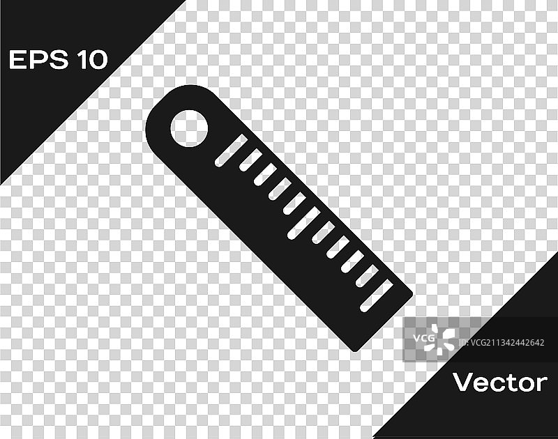 透明背景上的黑色尺子图标图片素材