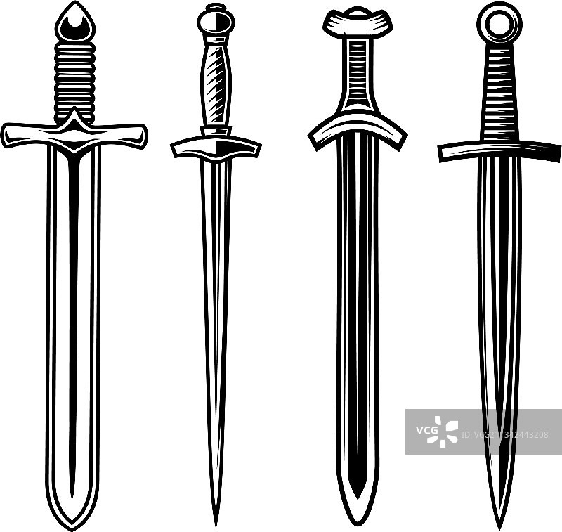 骑士剑套装Logo设计元素图片素材