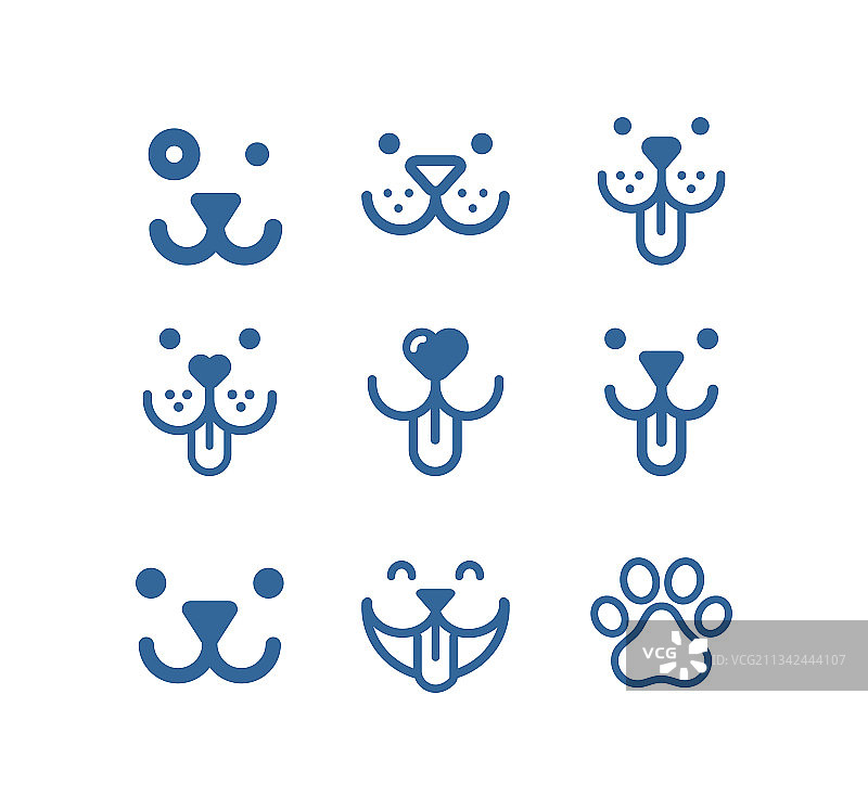 小狗幼犬线条图标集图片素材