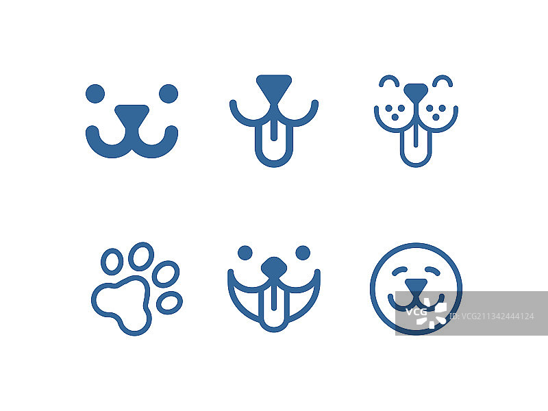 小狗幼犬线条图标集图片素材