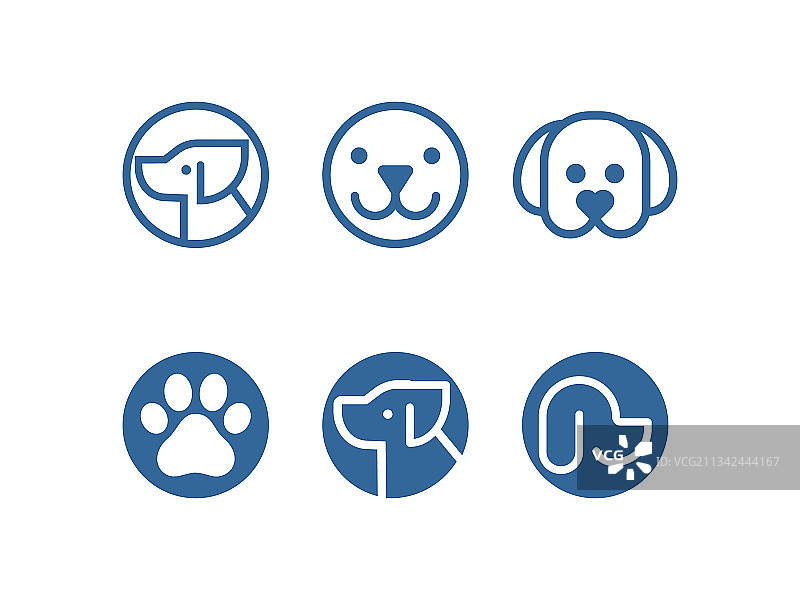 小狗幼犬线条图标集图片素材