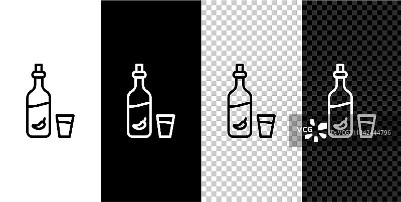 含胡椒的伏特加和玻璃杯图标图片素材