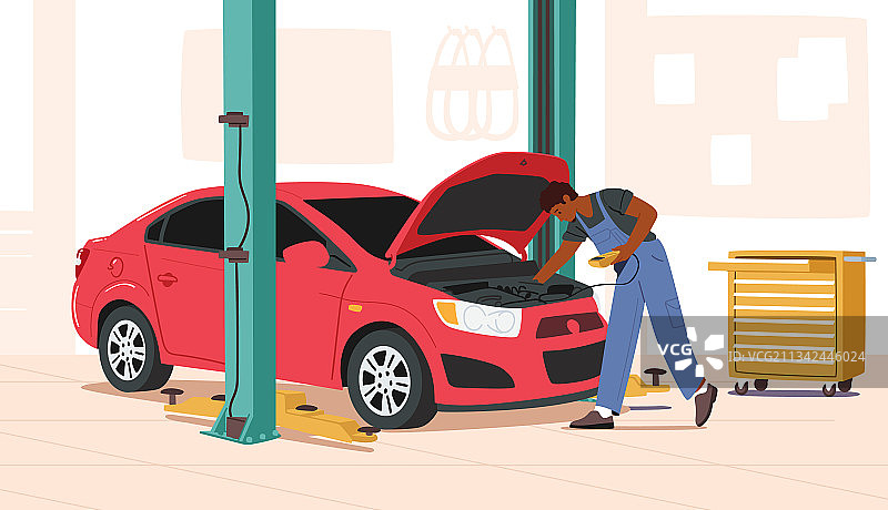 男人检查和维护汽车图片素材