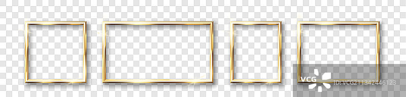 不同尺寸的金色边框banner集合图片素材