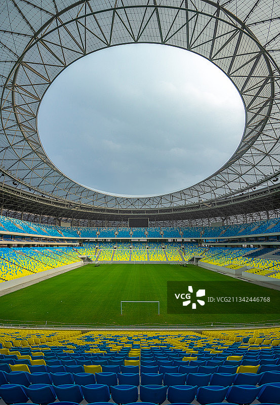 四川省成都市凤凰山体育中心足球场内部空间（大运会比赛场馆）图片素材