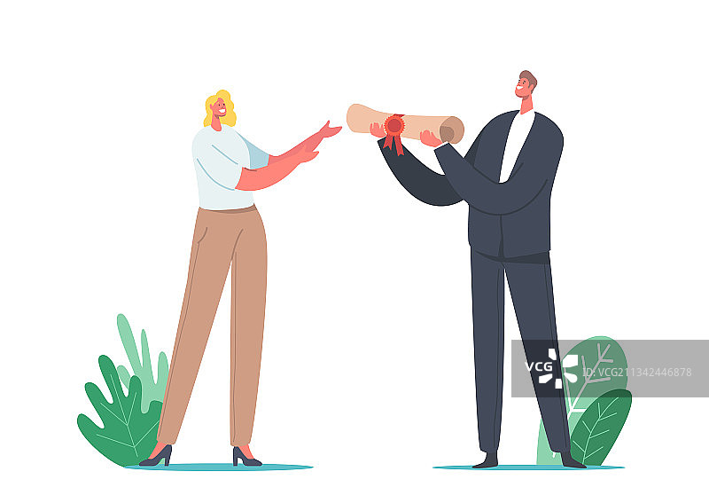 公证员男性角色递交纸质文件图片素材