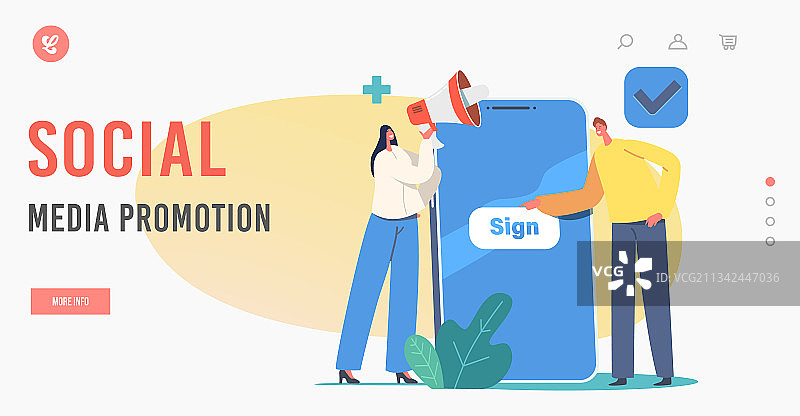 全新社交媒体推广着陆页模板图片素材