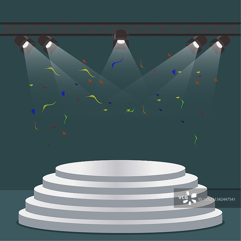 带有灯光投影机的领奖台楼梯场景图片素材