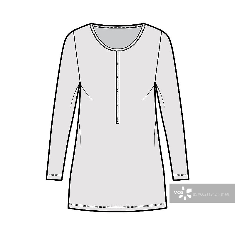 亨利领连衣裙款式设计图片素材