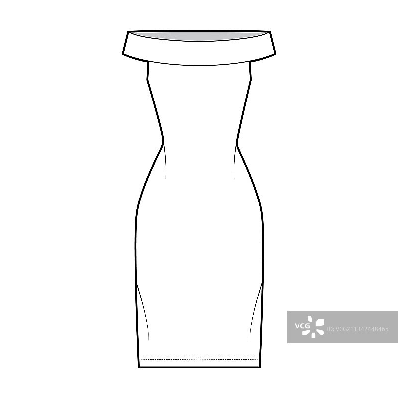 露肩款式的时尚连衣裙设计图片素材