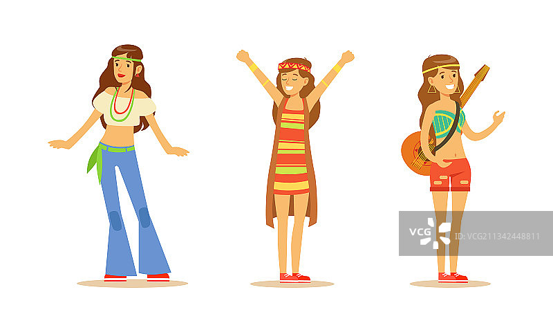 快乐的年轻嬉皮女孩图片素材