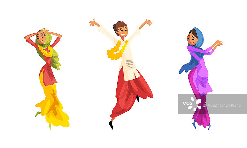 身着传统民族服饰的快乐印度人民图片素材