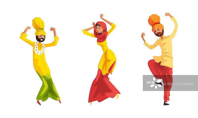 身着印度传统服饰的男女舞蹈演员图片素材