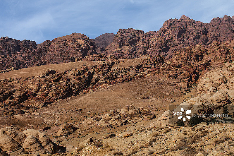 约旦佩特拉区岩石山脉风光图片素材