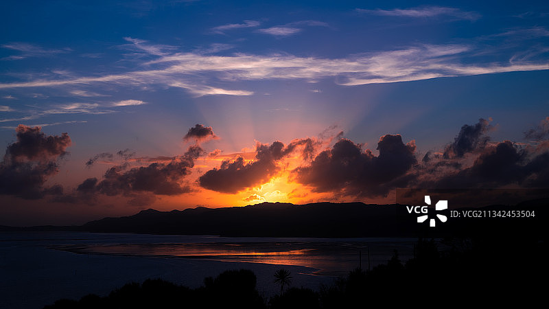 新西兰日落海景图片素材