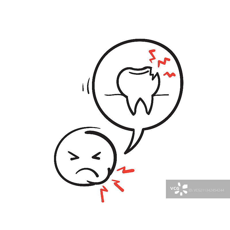 手绘涂鸦牙痛图标图片素材