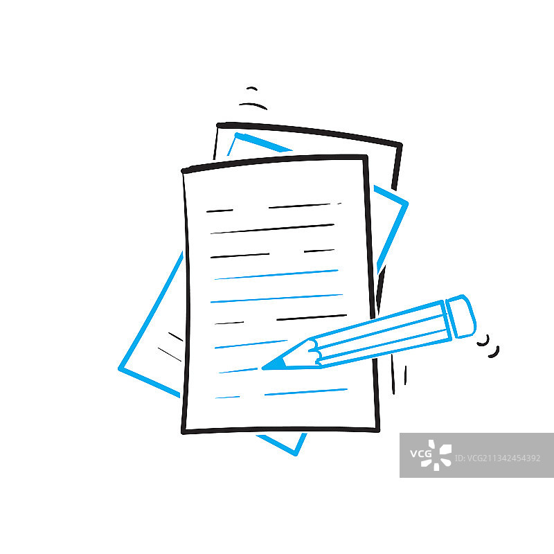 手绘涂鸦铅笔和纸符号图片素材