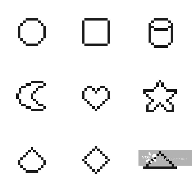 黑白几何形状像素艺术合集图片素材
