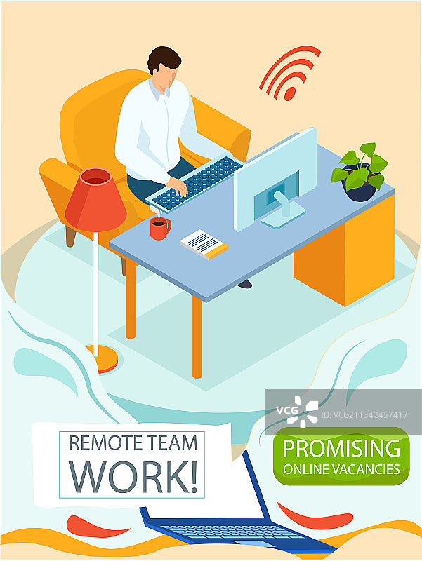 远程团队在线会议工作区视频图片素材