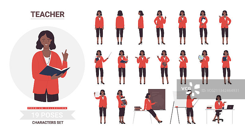 非洲裔女教师姿势合集图片素材
