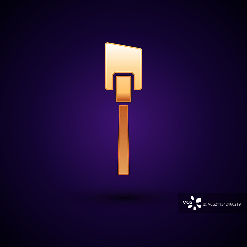 黑色背景上的金色铲子图标图片素材