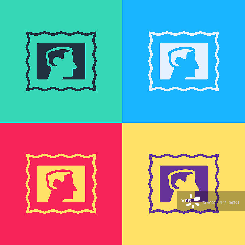 波普艺术风格的彩色邮票图标图片素材