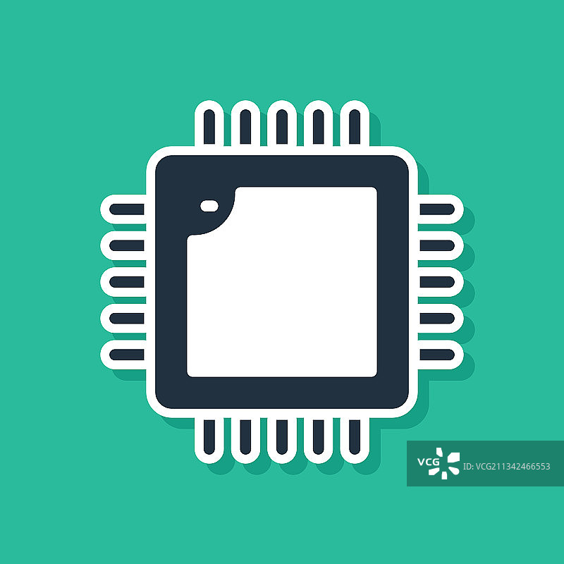 蓝色电脑处理器，带微电路CPU图片素材