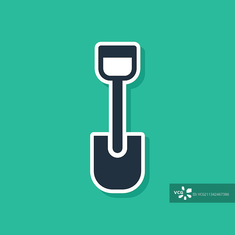 绿色背景上的蓝色玩具铲子图标图片素材