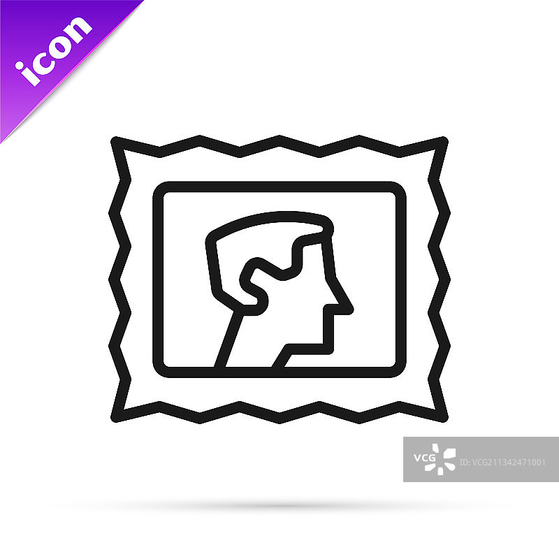 白色背景上的黑色线条邮票图标图片素材