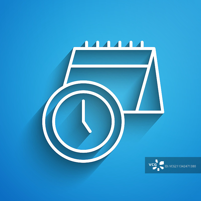 日历和时钟白色线条图标图片素材